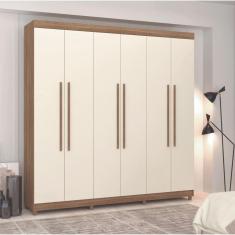 Imagem de Guarda-roupa Buriti Casal 6 Portas Marrom/Champanhe