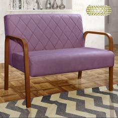 Imagem de Sofá 2 Lugares Namoradeira Lara Decoração Sala Quarto Recepção Roxo