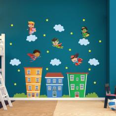 Imagem de Adesivo de Parede Super Heróis na Cidade 141x165cm