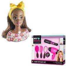 Imagem de Kit Boneca Busto Cinty Negra Para Pentear + Kit Salão Beleza