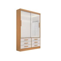 Imagem de Guarda Roupa 2 Pts 6 Gavetas Com Espelho Meridian Plus D Doro Móveis - Cinamomo/Off White