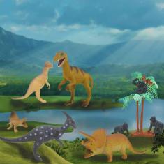 Imagem de Brinquedo Infantil Kit 5 Dinossauros Selva Em Miniatura De Borracha