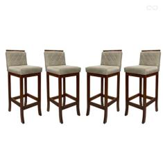 Imagem de Kit 4 Banquetas Média para Cozinha Nice Madeira Matelassê Suede Bege CCS