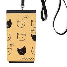 Imagem de Bolsa de celular Cat Head Mewing Animal Cartoon para pendurar bolso preto