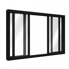 Imagem de Janela de Alumínio 2 Folhas Móveis e 2 Fixas 100x150cm Lucasa Preto
