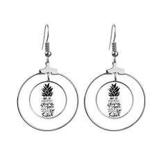 Imagem de Brincos Be a Pineapple com citação doce, pendurados, joia circular