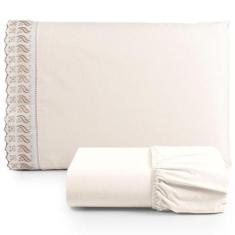 Imagem de Jogo De Lençol Lese Percal 180 Fios Solteiro - Palha - Casa Show Enxov