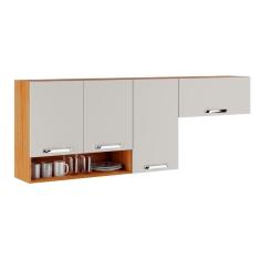 Imagem de Armário Aéreo De Cozinha 3 Portas 1 Nicho Cinamomo E Off White Vegas