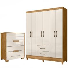 Imagem de Kit Guarda Roupa Casal Panamá e Cômoda Dhara