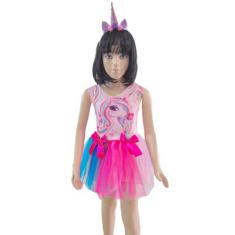 Imagem de Fantasia Infantil Unicórnio Vestido Com Tiara - Rei Eli Ana