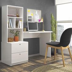 Imagem de Escrivaninha Livreiro com 2 Gavetas Pérola Branco Mobili