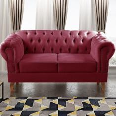 Imagem de Sofá 2 Lugares Decoração Sara Recepção Dom Pedro Chesterfield Bordô