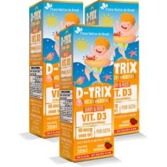 Imagem de Kit Com 3 D-TRIX - Vitamina D3 Kids em Gotas 30ml Flora Nativa do Brasil