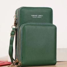 Imagem de Bolsa Carteira Feminina Transversal Luxo Glamour C/ Ziper Nf - Tem Tud