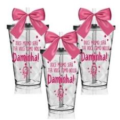 Imagem de Kit 3 Copos Convite com Laço Personalizados para Daminha