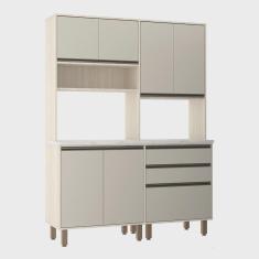 Imagem de Armário de Cozinha Compacta com 6 Portas e 3 Gavetas Linea Luciane Móveis
