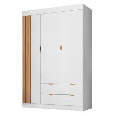 Imagem de Guarda Roupa Infantil Ayla 3 Portas e 4 Gavetas - Phoenix Baby Branco Acetinado