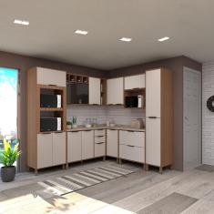 Imagem de Cozinha Modulada Completa com 8 Peças Vidro Reflecta Tampos e Paneleiro Aspen Luciane Móveis