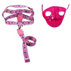Imagem de Kit Boné E Coleira Peitoral Para Cães E Gatos Nº5 - Rosa - Nicapet