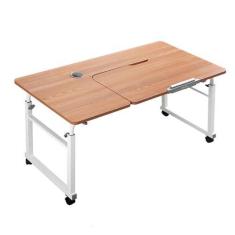 Imagem de SilteD Mesa de cabeceira com rodas, mesa de computador móvel com altura ajustável, estação de trabalho em pé, carrinho para laptop, mesa de cabeceira com mesa giratória