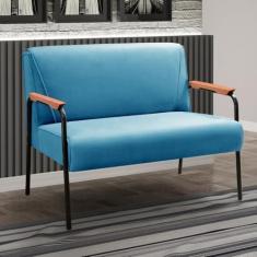 Imagem de Namoradeira Decorativa Braços Fixo Jade Azul