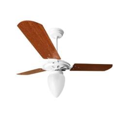 Imagem de Ventilador De Teto Branco Mogno Com Globo Fechado 3 Pás De  Mdf, 1.1M