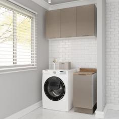 Imagem de Lavanderia Modulada 2 Peças 1 Armário Aéreo 3 Portas 1 Balcão Ipanema Cabecasa Madeiramadeira Cinza Trama