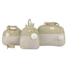 Imagem de Bolsa maternidade 3 peças chevron bege - Let Baby Bolsas De Maternidad