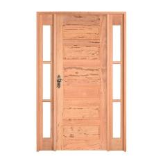 Imagem de Kit Porta de Madeira 2 Vitrôs Direita 213cmx146cmx12cm PE28 Esel Marroml