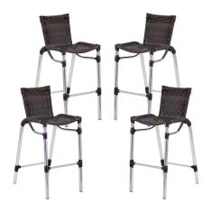 Imagem de 4 Banquetas Em Alumínio Fortaleza Alta Com Encosto Pedra Ferro