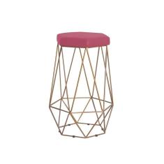 Imagem de Banqueta Rubel Base Gold Suede Rosa Gran Belo