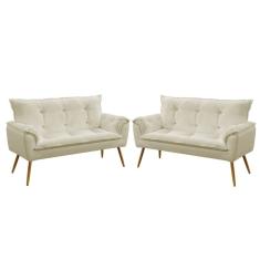 Imagem de Kit 2 Poltronas Namoradeiras Decorativas Beta Suede Bege Aradecor