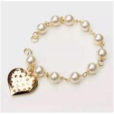 Imagem de Pulseira Pérola Coração Folheado A Ouro 18k