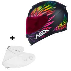 Imagem de Capacete Asx Eagle Vibes Preto Feminino Moto + Viseira Rosa
