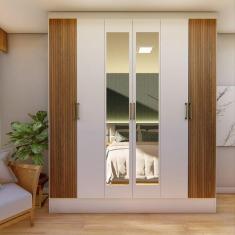 Imagem de Guarda-roupa Casal 6 Portas 1 Gaveta Mathias Branco/marrom