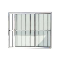 Imagem de Janela Confort 2 Folhas com Grade Vidro Liso 80cm x 80cm Brimak Brilhante