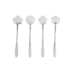 Imagem de Kit 4 Colheres Para Chá Flores Prateada - Rojemac