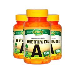 Imagem de Kit 3 Vitamina A Retinol 60 cápsulas Unilife