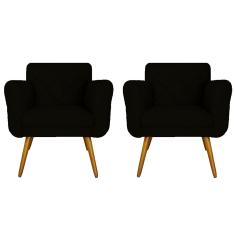 Imagem de Kit 02 Poltronas Decorativas Isa em Tressê Suede  - DS Estofados