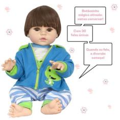Imagem de Boneco Bebe Reborn Corpo Silicone Menino Sapinho 30 Frases - Cegonha R