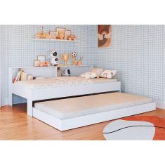 Imagem de Cama San Diego com Estante Solteiro 90 Art In Móveis - Branco
