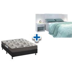 Imagem de Cama Box Casal CRC + Colchão ISO 100 Ortobom + Cabeceira Plus Branco