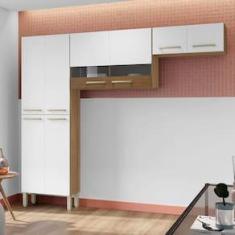 Imagem de Cozinha Compacta Kit`s Paraná Nala com 8 Portas e 4 Prateleiras - 222cm de largura