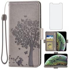 Imagem de Asuwish Capa carteira compatível com iPhone Xs Max e protetor de tela de vidro temperado flip alça de pulso porta-cartão capa para celular para i X XR Xsmax 10x SX Xmax 10xs 10s 10 Plus Xmaxs mulheres