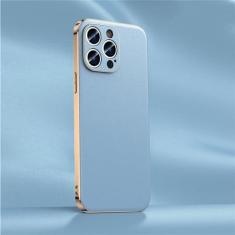 Imagem de Capa de telefone de couro para iphone 14 12 11 13 15 pro max 15pro 14pro chapeamento proteção de lente completa capa traseira, azul (a006), para iphone 12 pro