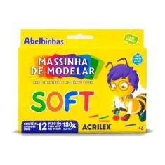 Imagem de Massinhas De Modelar Acrilex 12 Cores Soft Abelhinha - 180G