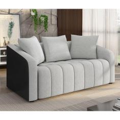 Imagem de Sofá 02 Lugares Assento Fixo e Encosto com Almofadas Soltas Tóquio Preto/Cinza