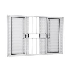Imagem de Janela Veneziana De Alumínio 6 Folhas 1,00 X 1,00 Com Grade Cor Branco