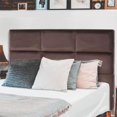 Imagem de CCabeceira Estofada Para Cama Box King 127x197 Veludo Marrom BF Colchões