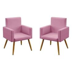 Imagem de Kit 2 Poltronas Decorativas Estofada Nina Sued Rosê Aradecor